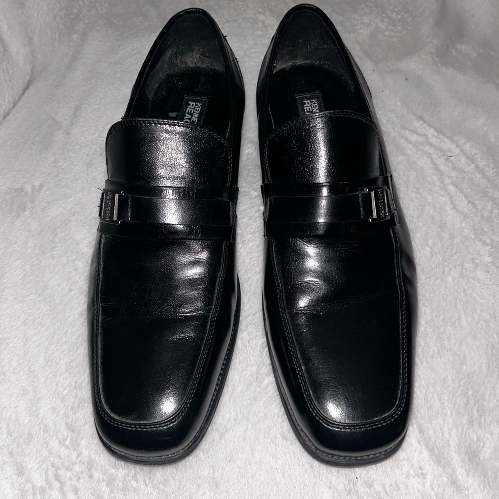 NWOT Kenneth Cole Men's Size 10.5 Black Leather Loafers Dress Shoes